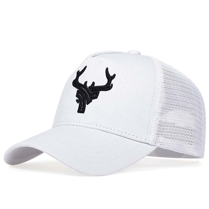 Unisex Antler Embroidered Mesh Baseball Cap white by HitMyNeed