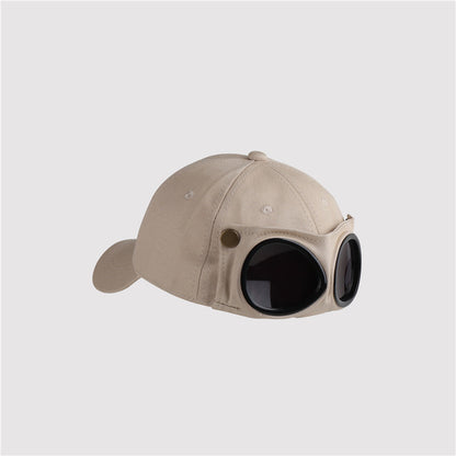 Unisex Aviator Sunglasses Baseball Cap for Summer beige by HitMyNeed