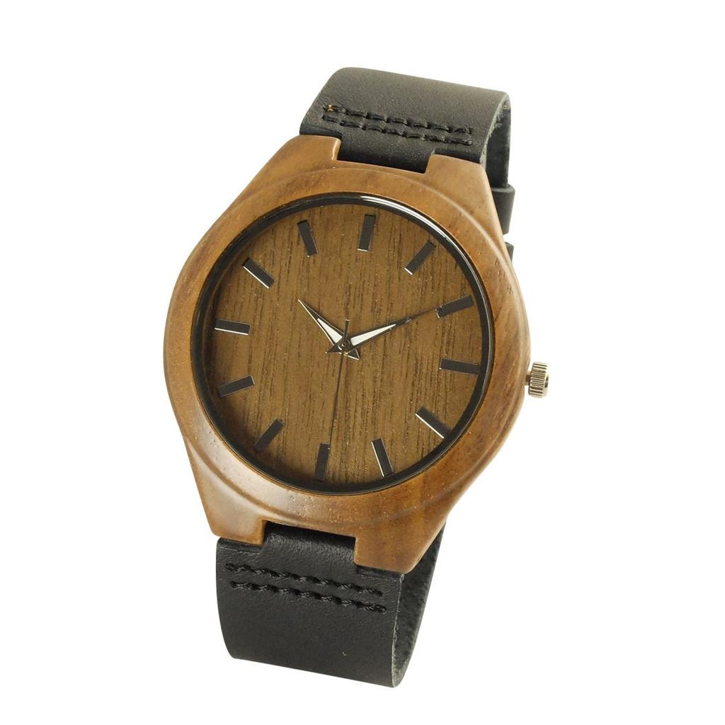 Unisex Bamboo Wooden Watch with Leather Strap by HitMyNeed