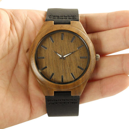 Unisex Bamboo Wooden Watch with Leather Strap by HitMyNeed