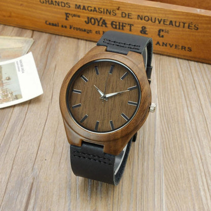 Unisex Bamboo Wooden Watch with Leather Strap by HitMyNeed