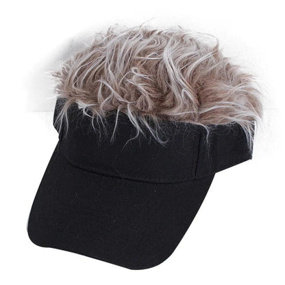 Unisex Baseball Cap with Spiked Faux Hair Visor coffee by HitMyNeed
