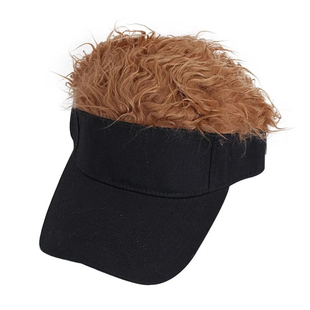 Unisex Baseball Cap with Spiked Faux Hair Visor dark-coffee by HitMyNeed