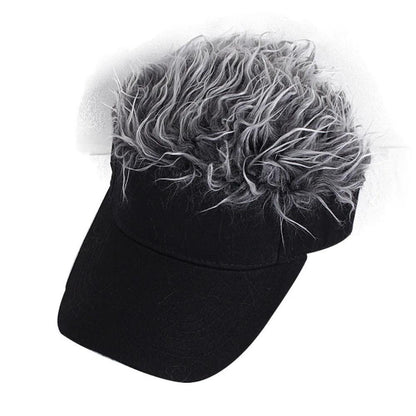 Unisex Baseball Cap with Spiked Faux Hair Visor grey by HitMyNeed