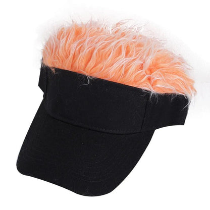 Unisex Baseball Cap with Spiked Faux Hair Visor orange by HitMyNeed