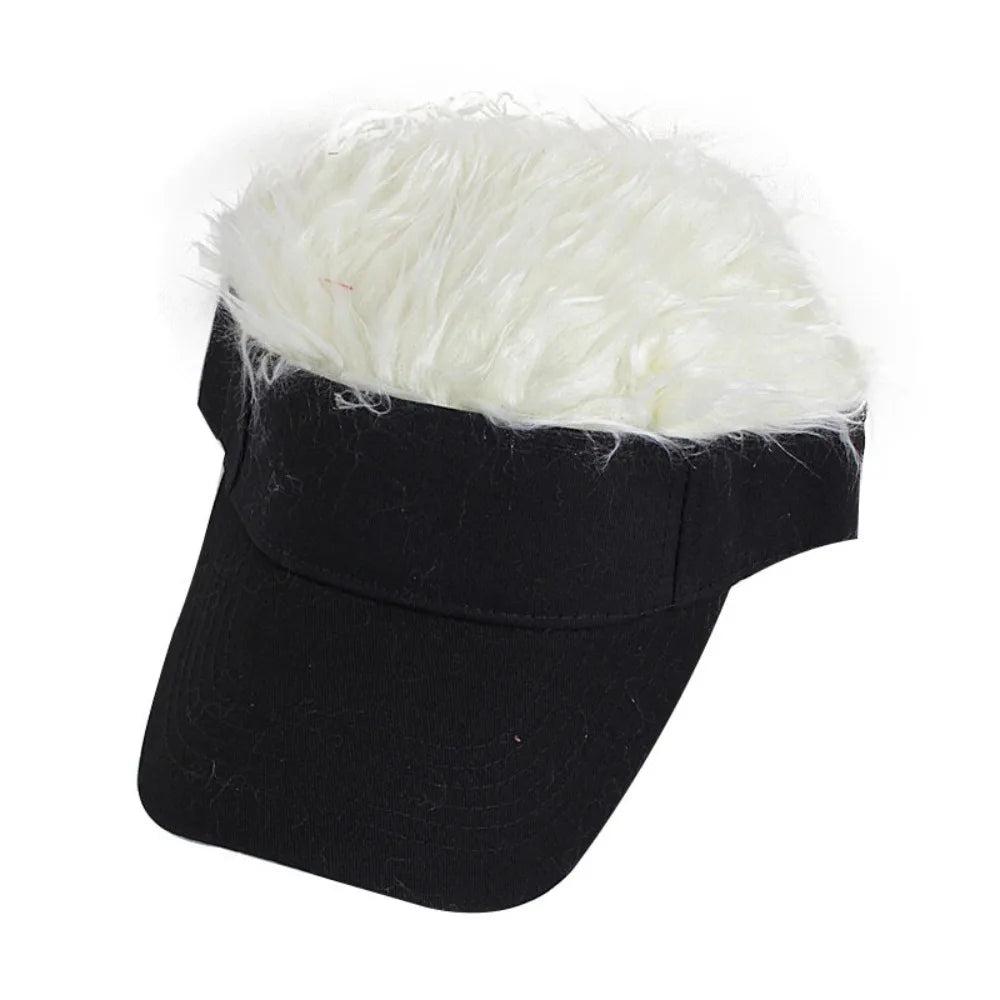 Unisex Baseball Cap with Spiked Faux Hair Visor white by HitMyNeed
