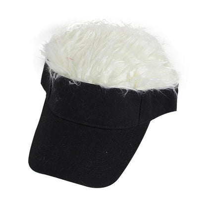 Unisex Baseball Cap with Spiked Faux Hair Visor white by HitMyNeed