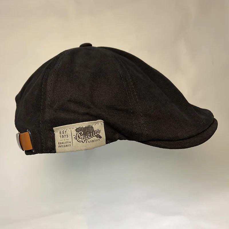 Unisex British Ivy Cap Cotton Linen Adjustable black by HitMyNeed