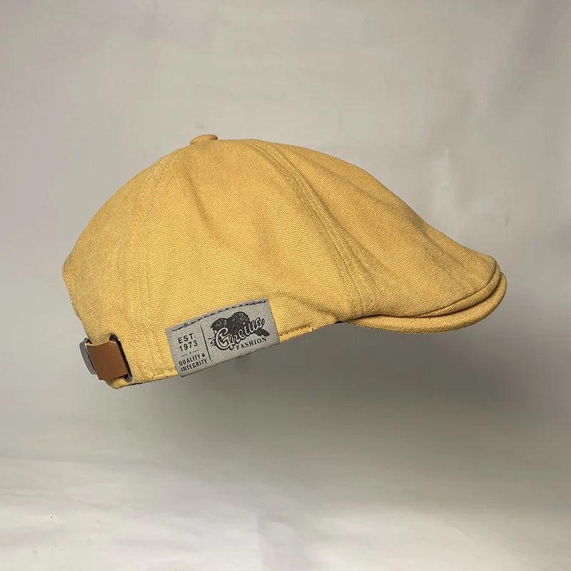 Unisex British Ivy Cap Cotton Linen Adjustable yellow by HitMyNeed