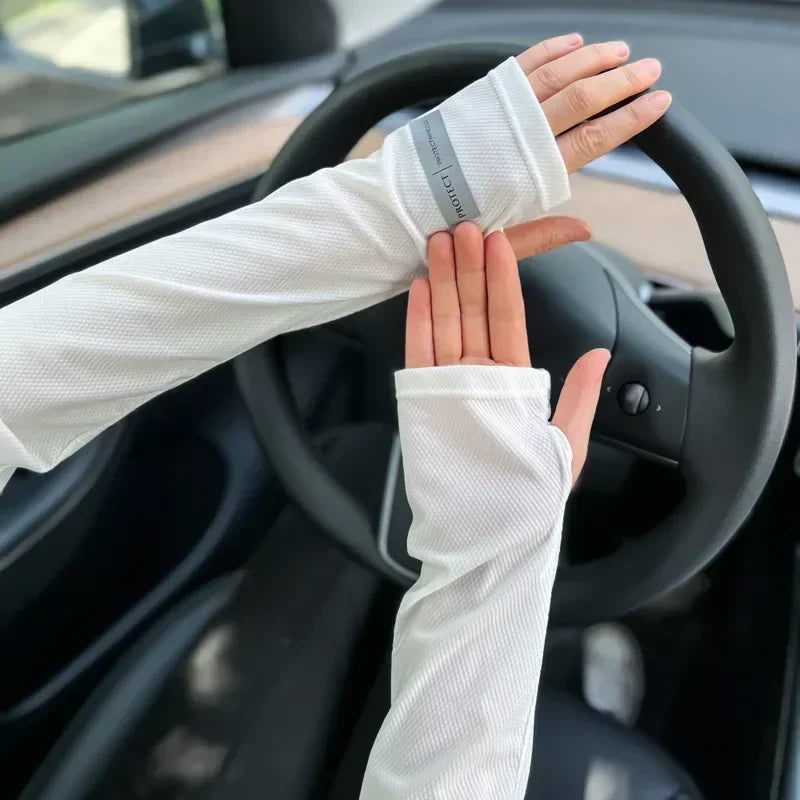 Unisex Cooling UV Protection Arm Sleeves for Outdoor Sports by HitMyNeed