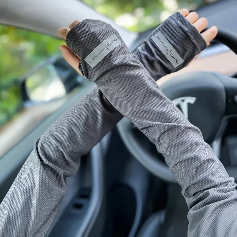 Unisex Cooling UV Protection Arm Sleeves for Outdoor Sports light-grey by HitMyNeed
