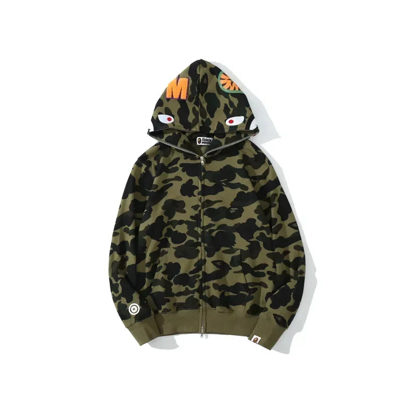 Unisex Cotton Shark Camouflage Zipper Hoodie 3.0 xxxl by HitMyNeed