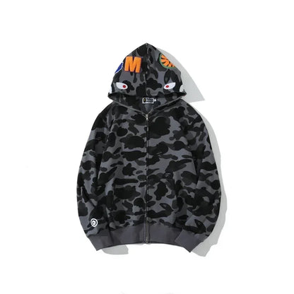 Unisex Cotton Shark Camouflage Zipper Hoodie 4.0 xl by HitMyNeed