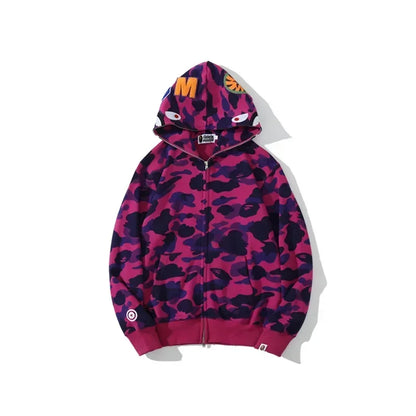 Unisex Cotton Shark Camouflage Zipper Hoodie 5.0 xxxl by HitMyNeed