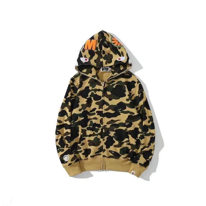 Unisex Cotton Shark Camouflage Zipper Hoodie 6.0 xl by HitMyNeed