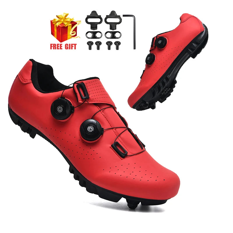 Unisex Flat MTB Cycling Shoes with Cleat Compatibility red-mtb-cleat 37.0 by HitMyNeed