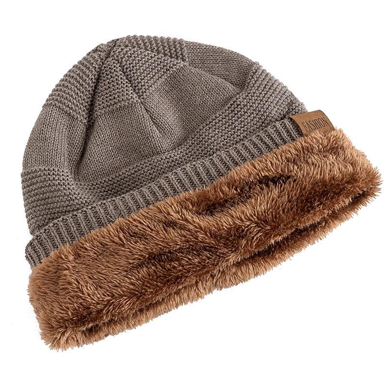 Unisex Fur Lined Slouchy Knit Winter Beanie by HitMyNeed