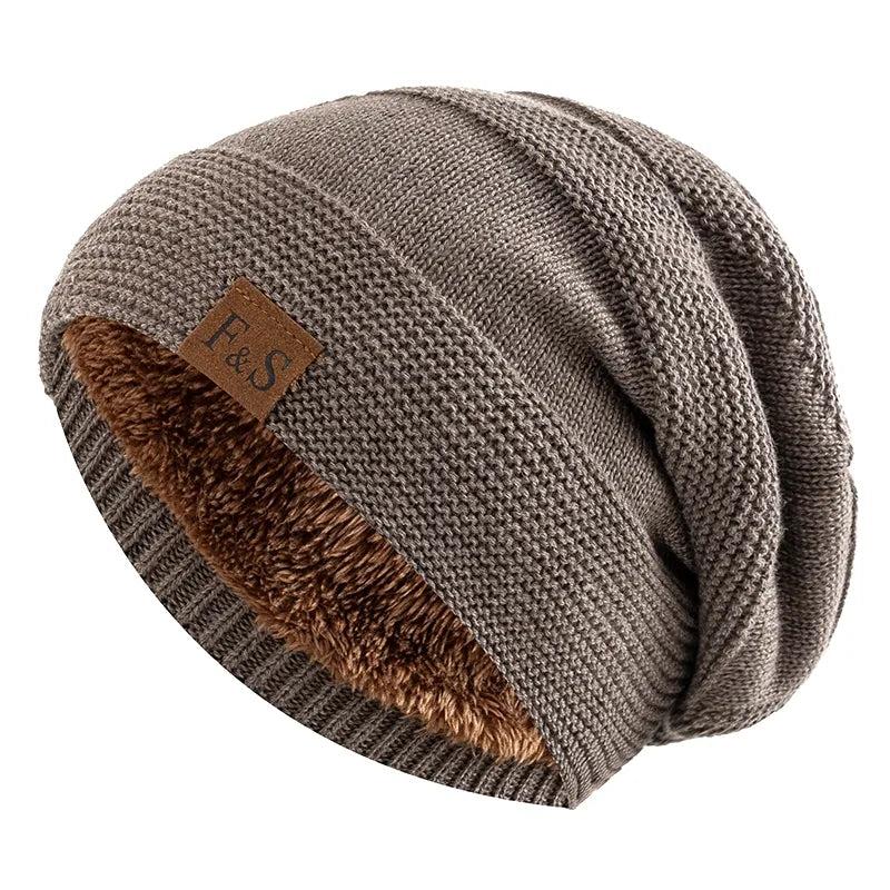 Unisex Fur Lined Slouchy Knit Winter Beanie by HitMyNeed