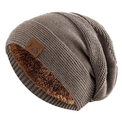 Unisex Fur Lined Slouchy Knit Winter Beanie by HitMyNeed