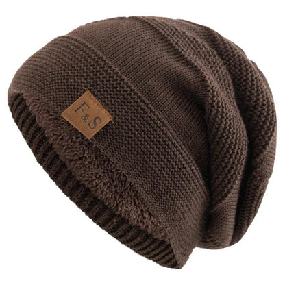 Unisex Fur Lined Slouchy Knit Winter Beanie coffee by HitMyNeed