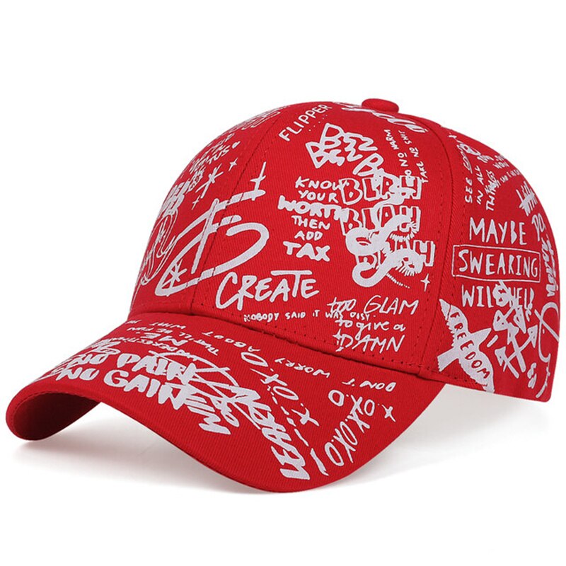 Unisex Geometric Letter Snapback Baseball Cap red adjustable by HitMyNeed