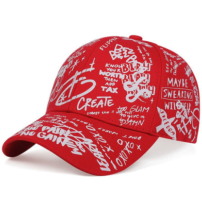 Unisex Geometric Letter Snapback Baseball Cap red adjustable by HitMyNeed