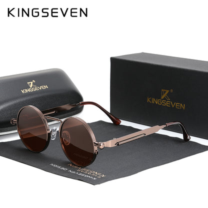 Unisex Gothic Steampunk Polarized Round Sunglasses brown by HitMyNeed