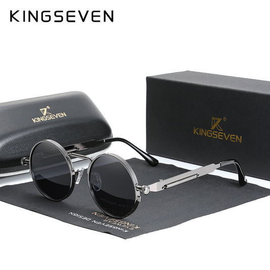 Unisex Gothic Steampunk Polarized Round Sunglasses gun-gray by HitMyNeed