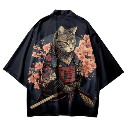 Unisex Harajuku Cat Print Haori Kimono Cardigan 10.0 3xl by HitMyNeed