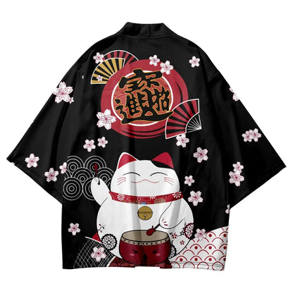 Unisex Harajuku Cat Print Haori Kimono Cardigan 12.0 m by HitMyNeed