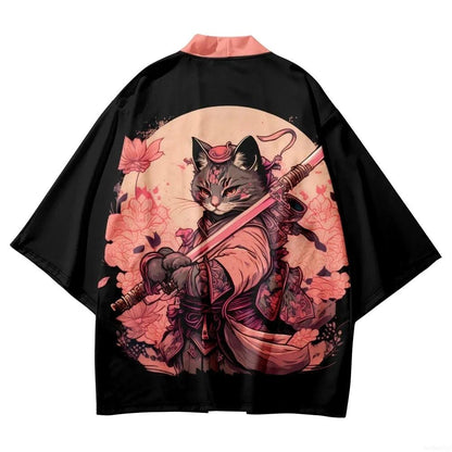Unisex Harajuku Cat Print Haori Kimono Cardigan 13.0 3xl by HitMyNeed