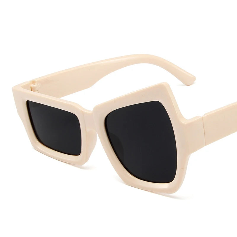 Unisex Irregular Square UV400 Sunglasses beige by HitMyNeed