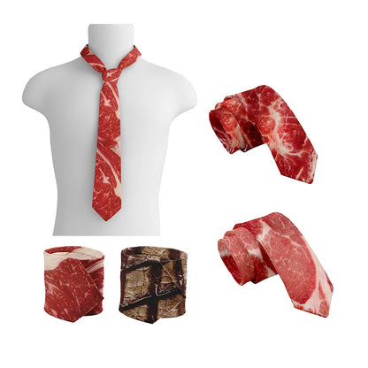 Unisex Meat Print Novelty Tie for Parties & Events by HitMyNeed