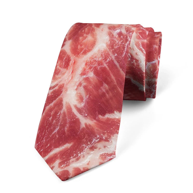 Unisex Meat Print Novelty Tie for Parties & Events style5 by HitMyNeed
