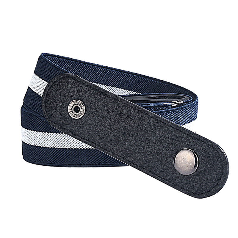 Unisex No-Buckle Elastic Belt for Jeans and Pants blue-white-blue by HitMyNeed