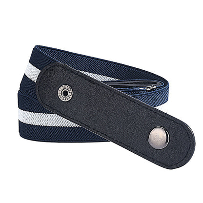 Unisex No-Buckle Elastic Belt for Jeans and Pants blue-white-blue by HitMyNeed
