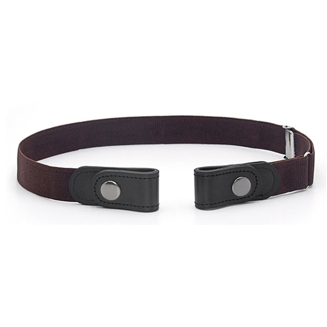 Unisex No-Buckle Elastic Belt for Jeans and Pants coffee by HitMyNeed