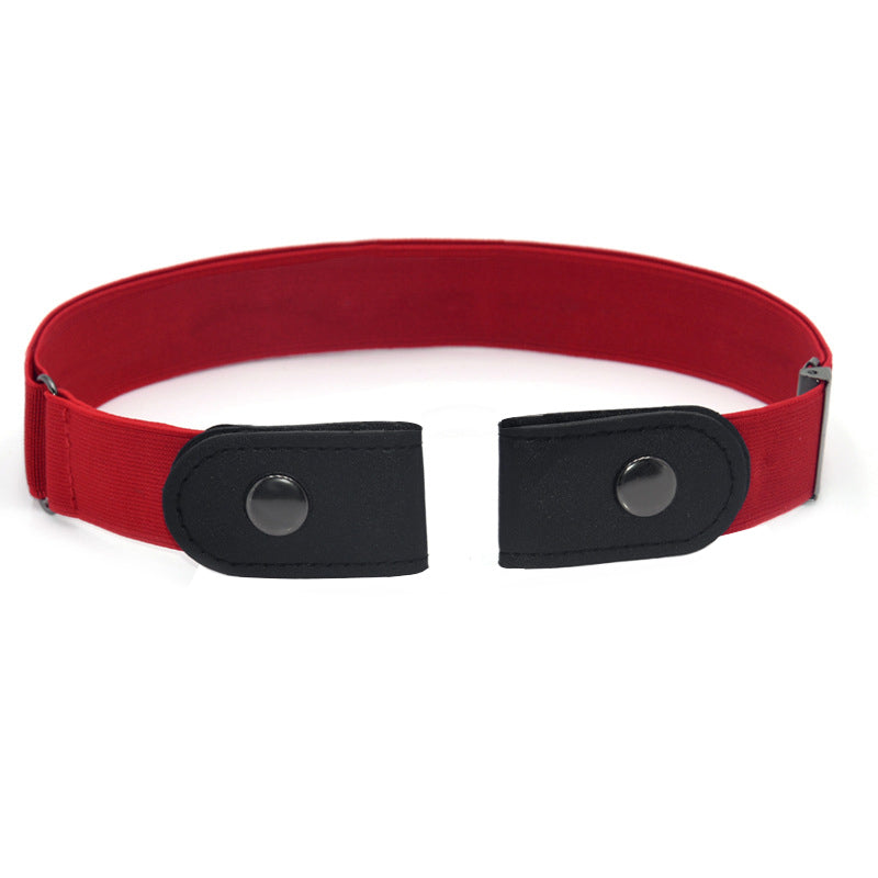 Unisex No-Buckle Elastic Belt for Jeans and Pants red by HitMyNeed