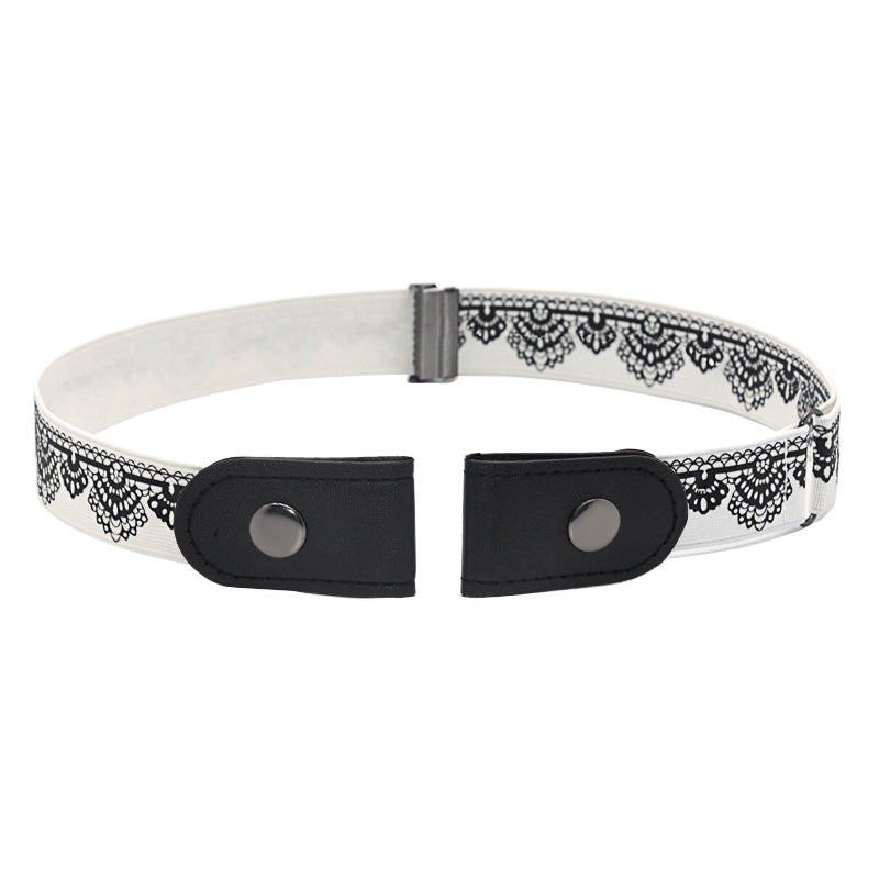 Unisex No-Buckle Elastic Belt for Jeans and Pants white-with-follower by HitMyNeed