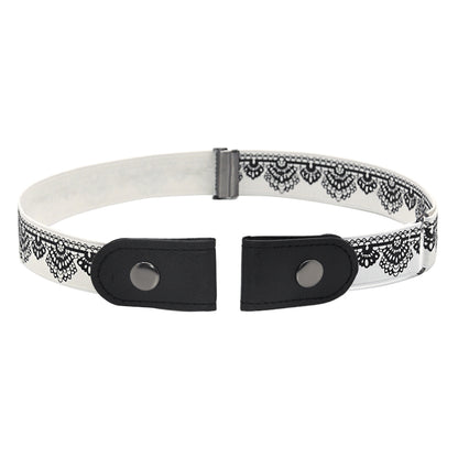 Unisex No-Buckle Elastic Belt for Jeans and Pants white-with-follower by HitMyNeed