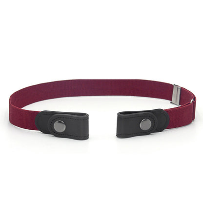 Unisex No-Buckle Elastic Belt for Jeans and Pants wine-red by HitMyNeed