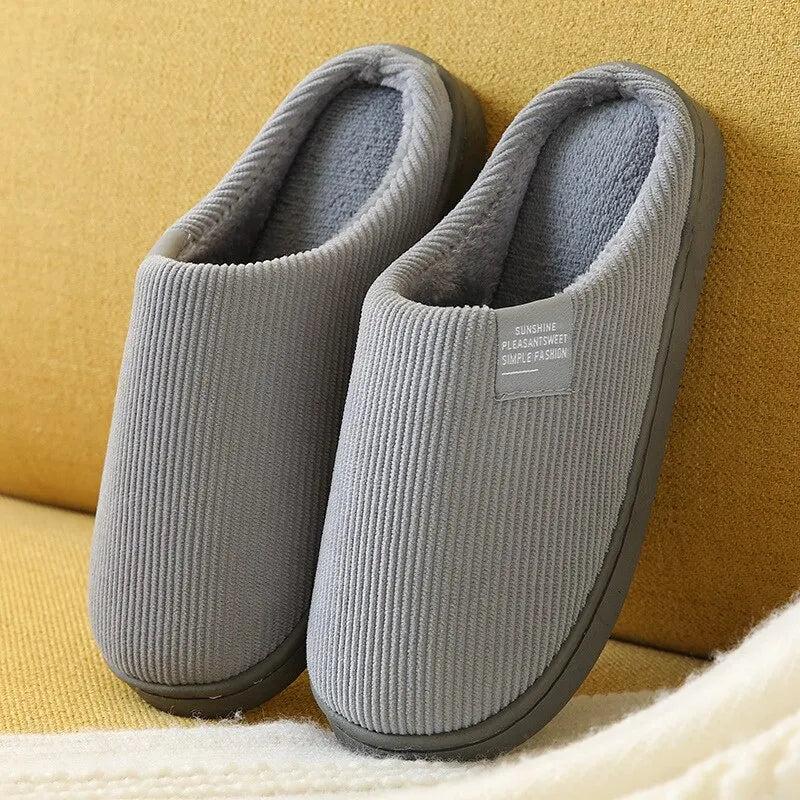 Unisex Plush Indoor Winter Slippers gray-men-size 44-45 by HitMyNeed