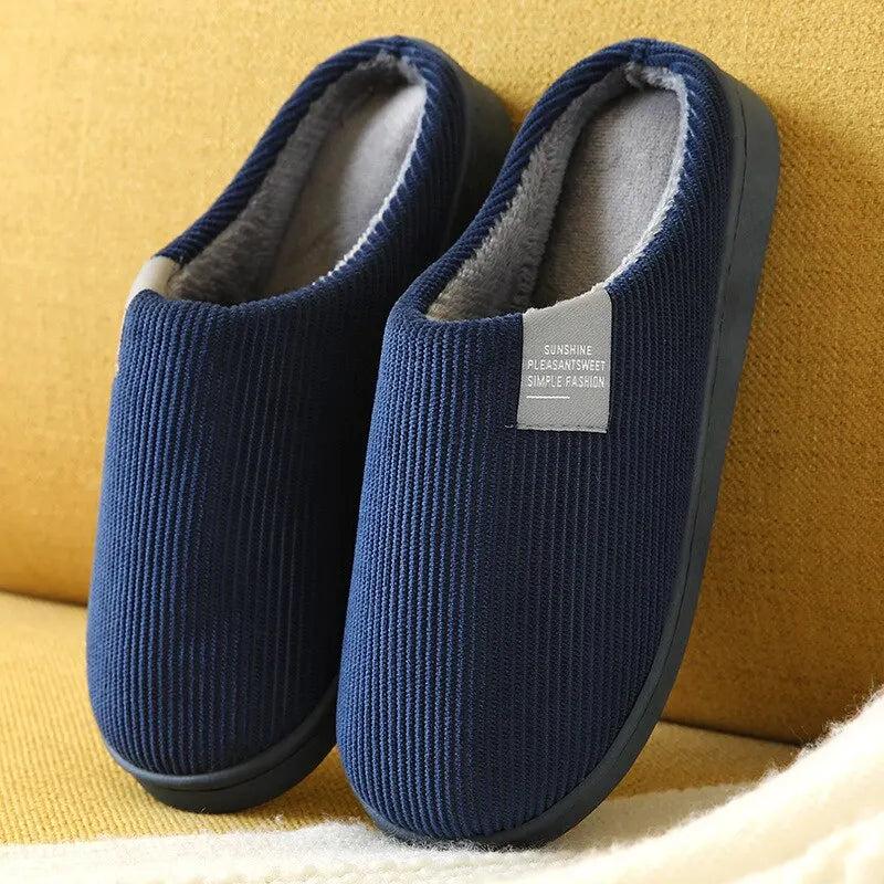 Unisex Plush Indoor Winter Slippers navy-blue-men-size 44-45 by HitMyNeed
