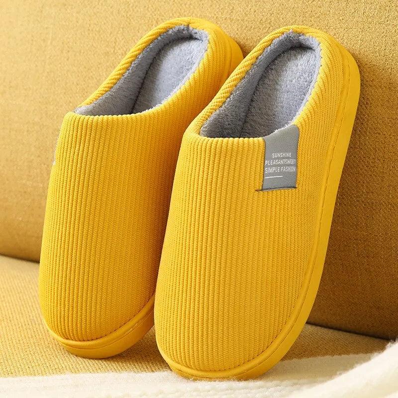 Unisex Plush Indoor Winter Slippers yellow-women-size 36-37 by HitMyNeed