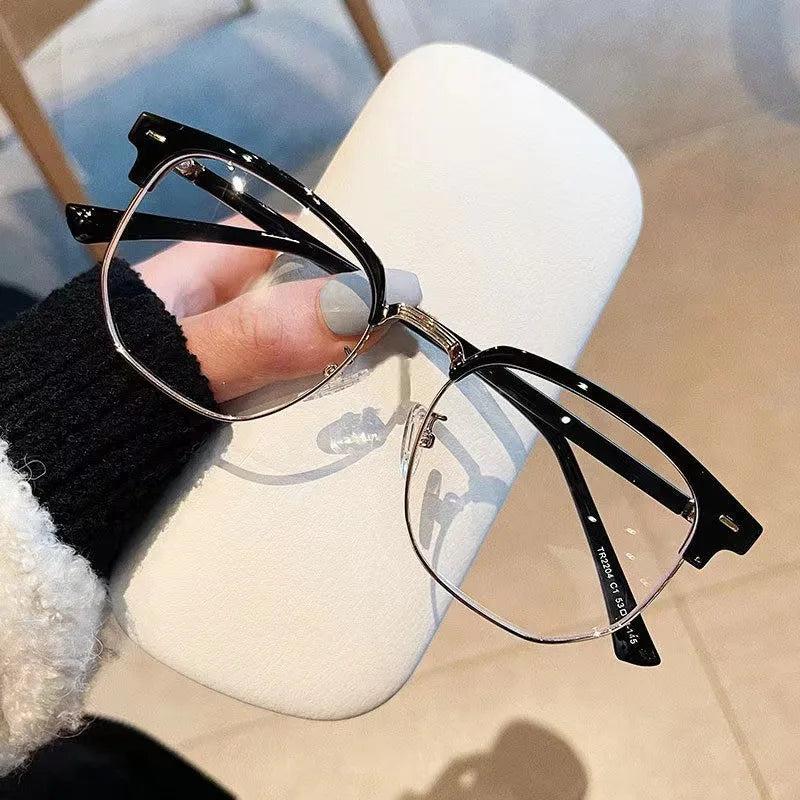Unisex Polygon Blue Light Blocking Glasses - Black light-black-golden by HitMyNeed