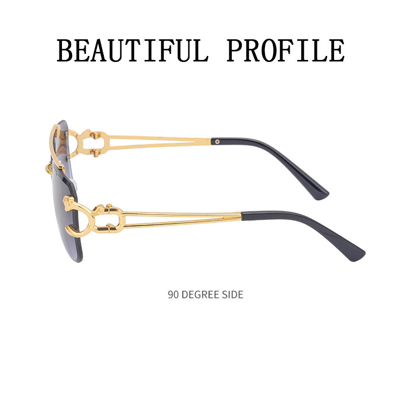 Unisex Retro Rimless Steampunk Sunglasses by HitMyNeed