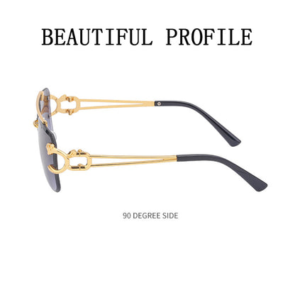 Unisex Retro Rimless Steampunk Sunglasses by HitMyNeed