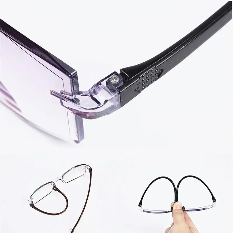 Unisex Rimless Bifocal Anti Blue Light Reading Glasses by HitMyNeed