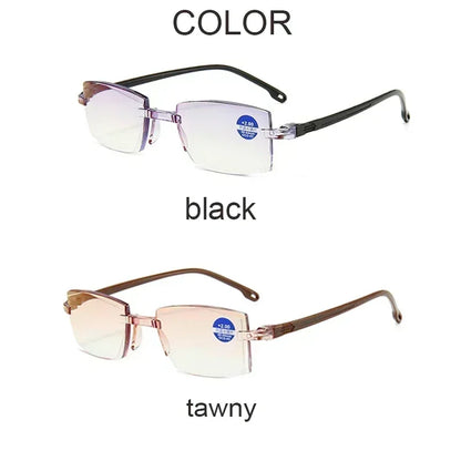 Unisex Rimless Bifocal Anti Blue Light Reading Glasses by HitMyNeed