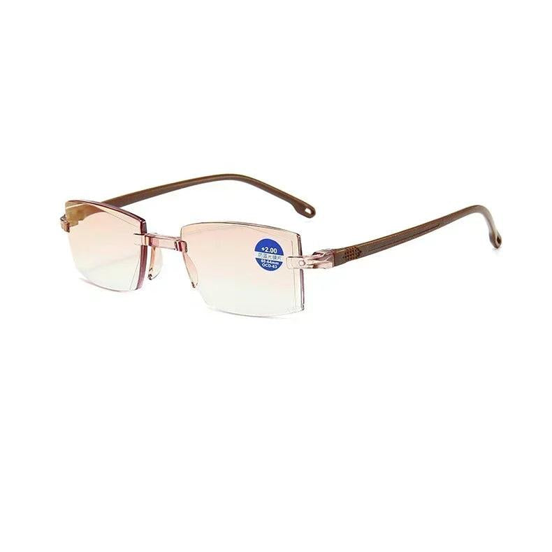 Unisex Rimless Bifocal Anti Blue Light Reading Glasses tawny 250.0 by HitMyNeed